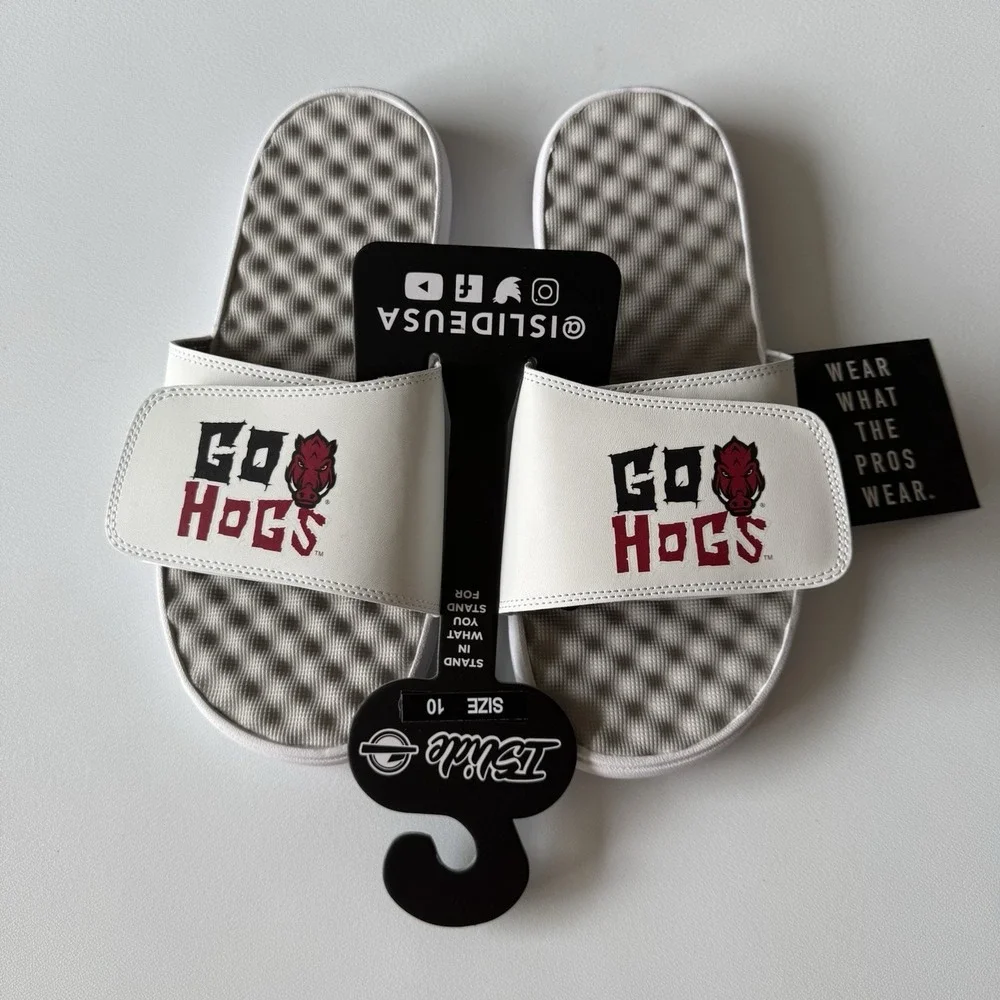 Arkansas Razorbacks Go Hogs iSlide Slide Sandals Mens Size 10 NWT‎ MSRP $44.99